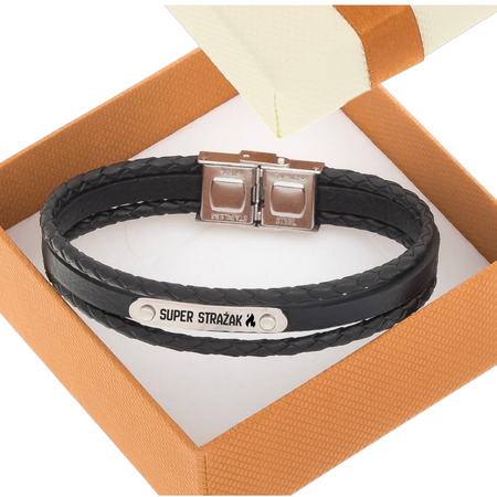 Bransoletka męska z grawerem w pudełku prezentowym – personalizowany prezent dla niego