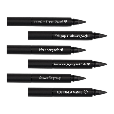 Długopis i Ołówek Wieczny 2w1 Czarny z Grawerem – Personalizowany Prezent i Gadżet Firmowy