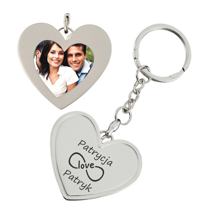Personalizowany Brelok Serce – Ramka na Zdjęcie i Grawer, Idealny Upominek na Walentynki