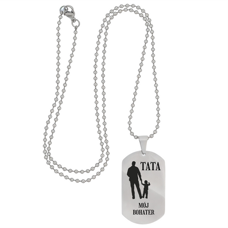 Nieśmiertelnik ze stali szlachetnej srebrny z łańcuszkiem 60 cm GRAWER GRATIS