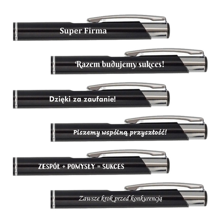 Długopis aluminiowy czarny Grawer Dedykacja LOGO Gadżet Firmowy