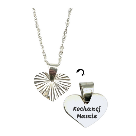 Srebrny Naszyjnik Serce 925 z Grawerem – Łańcuszek Singapur w Pudełku z Dedykacją
