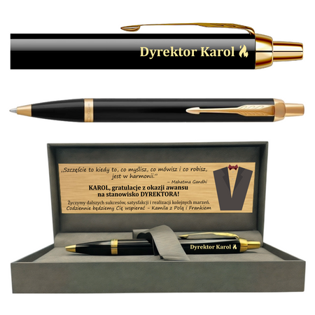 Personalizowany Długopis Parker IM Czarny GT z Grawerem – Elegancki Prezent dla Nauczyciela, Promotora i Magistra, na Dzień Nauczyciela, Obronę Pracy, Urodziny, Święta oraz Jubileusz