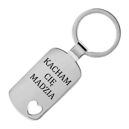Brelok nieśmiertelnik z wyciętym sercem Pudełko Grawer Prezent na Dzień Chłopaka, dla Męża, dla Żony