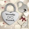 Elegancki Prezent na Walentynki, Ślub, Zaręczyny, Rocznicę - Srebrna Kłódka Miłości z Grawerem, Wyjątkowy Symbol Miłości, Przyjaźni i Wdzięczności