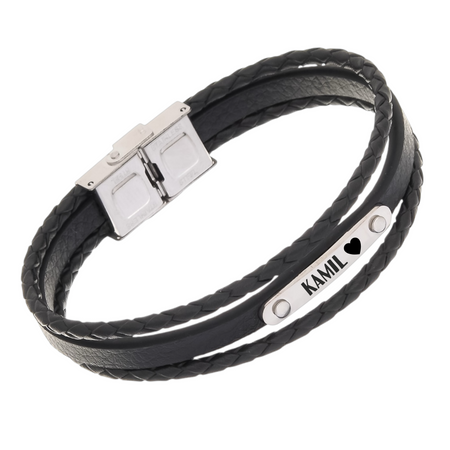 Bransoletka Męska 21 cm – Rzemień Ekoskóra + Dowolny Grawer Gratis