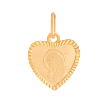 Medalik serce z Matką Boską Fatimską złoto 585, 0,95 g + grawer gratis