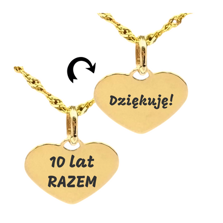 Złoty Naszyjnik Serduszko 585 z Grawerem – Łańcuszek Singapur w Pudełku z Dedykacją