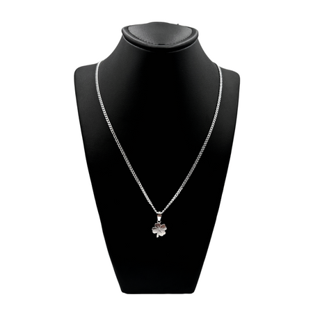 Srebrny Naszyjnik 925 Koniczynka – Łańcuszek Pancerka z Grawerem, Prezent dla Kobiety