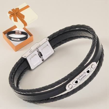 Bransoletka męska z grawerem w pudełku prezentowym – personalizowany prezent dla niego