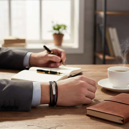 Bransoletka Męska 21 cm – Rzemień Ekoskóra + Dowolny Grawer Gratis