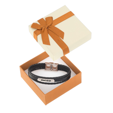 Bransoletka męska z grawerem w pudełku prezentowym – personalizowany prezent dla niego