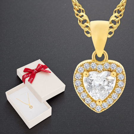 Naszyjnik serce markiza pozłacany na łańcuszku, w pudełku z kokardką – idealny prezent
