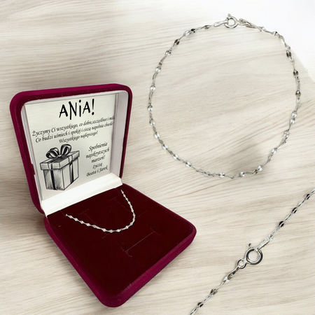 Damska Bransoletka Srebrna 925 – Ankier Spłaszczany z Dedykacją w Pudełku