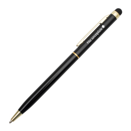 Długopis aluminiowy czarny GOLD Touch Tip Pudełko Grawer i Dedykacja GRATIS Upominek dla Pracowników, dla Uczniów, dla Absolwentów, dla Nauczycieli Prezent na Urodziny, Imieniny dla Szefowej i Nauczycielki