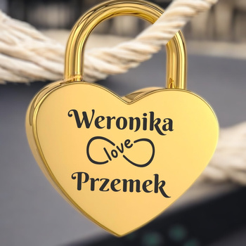 Złota Kłódka Miłości z Grawerem – Personalizowany Prezent na Walentynki, Most Miłości, Rocznicę