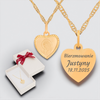 Złoty medalik serce Matka Boska Fatimska + łańcuszek Singapur 585 w pudełku z kokardką