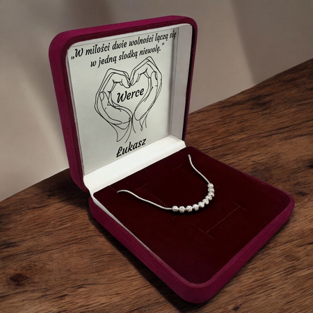 Srebrna Bransoletka 925 z Kulkami – Upominek z Tabliczką Dedykacyjną