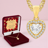 Naszyjnik serce pozłacany 24K ze srebra 925 w pudełku welurowym bordowym z tabliczką