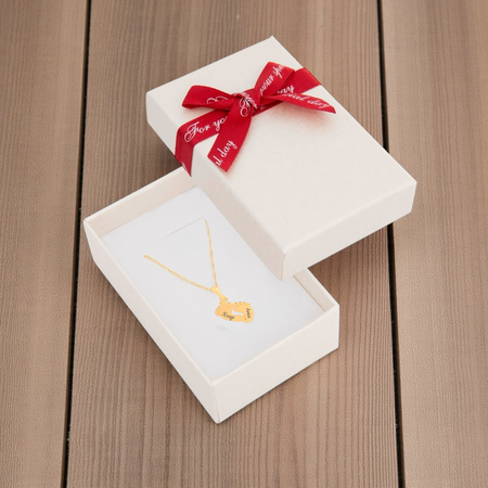 Złoty naszyjnik stópki na łańcuszku Singapur 45 cm w pudełku prezentowym