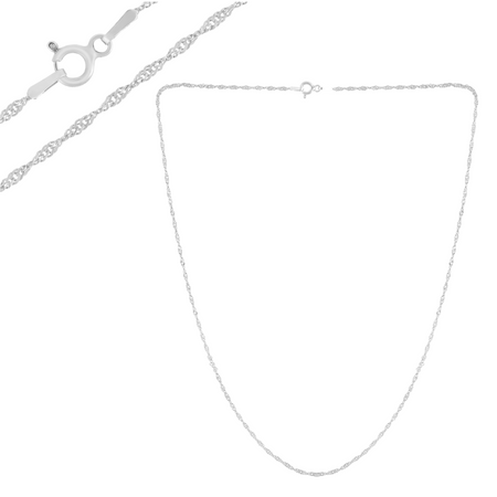 Delikatny łańcuszek srebrny 45 cm – splot Singapur, próba 925