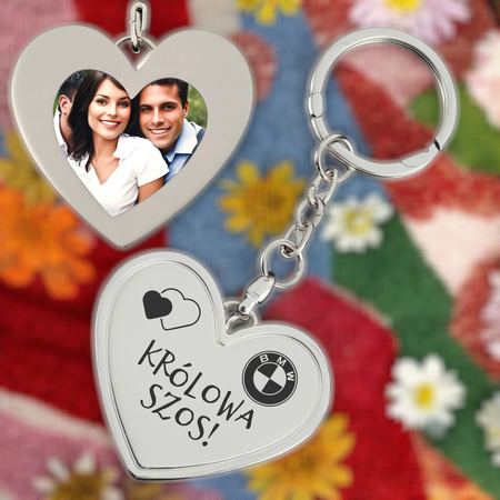 Personalizowany Brelok Serce – Ramka na Zdjęcie i Grawer, Idealny Upominek na Walentynki