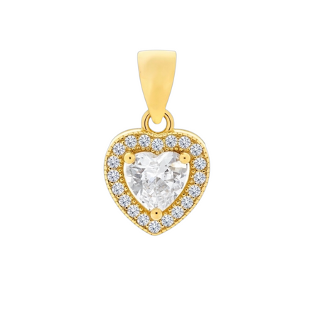 Zawieszka serduszko 9mm – srebro 925 pozłacane, białe cyrkonie, styl markiza, 1g