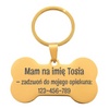 Adresówka dla psa złota kość stal nierdzewna personalizowana zawieszka z grawerem
