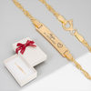 Dziecięca złota bransoletka 585 z blaszką grawerowaną 16 cm 1,2 g w pudełku prezentowym