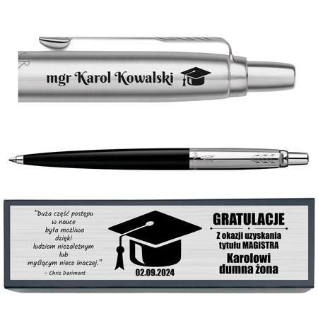 Długopis Parker Jotter Czarny CT z Grawerem – Personalizowany Prezent w Pudełku z Dedykacją