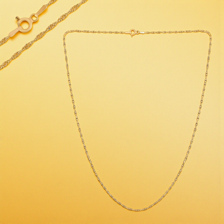 Łańcuszek Singapur 45 cm, srebro 925 pozłacane złotem, lekki 1,5 g – klasyczna biżuteria