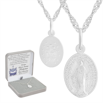 Elegancki zestaw: medalik srebrny + łańcuszek + pudełko z Twoją dedykacją