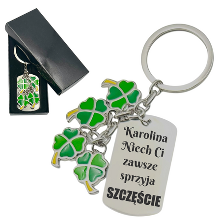 Personalizowany Brelok z Grawerem GRTAIS Nieśmiertelnik z Koniczynkami – Personalizowany Upominek na Szczęście dla Bliskich