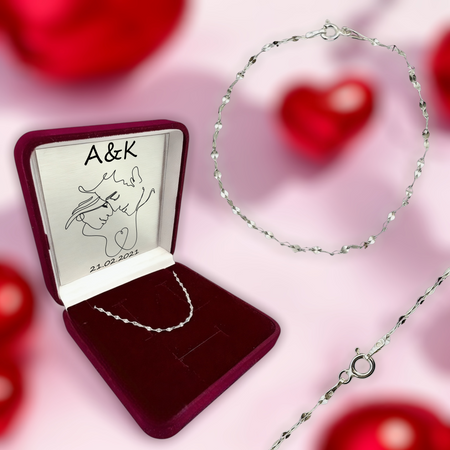 Damska Srebrna Bransoletka 925 Ankier Spłaszczany w Pudełku z Dedykacją – Elegancki Personalizowany Prezent dla Mamy, Żony, Siostry na Urodziny, Rocznicę, Dzień Matki