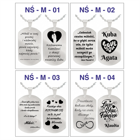 Nieśmiertelnik ze stali szlachetnej srebrny z łańcuszkiem 60 cm GRAWER GRATIS