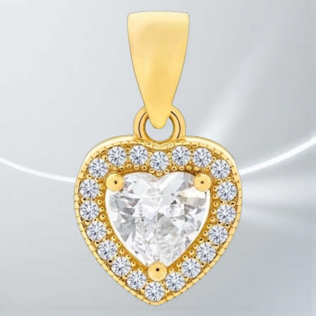 Zawieszka serduszko 9mm – srebro 925 pozłacane, białe cyrkonie, styl markiza, 1g