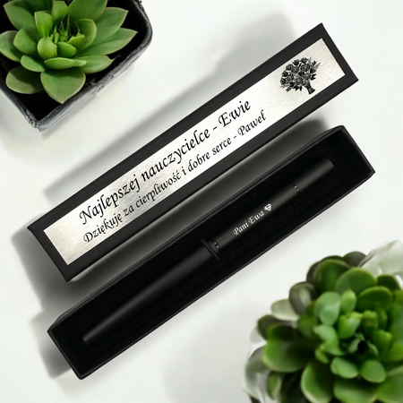 Czarny Długopis i Ołówek Wieczny 2w1 z Grawerem – Zestaw w Pudełku z Dedykacją
