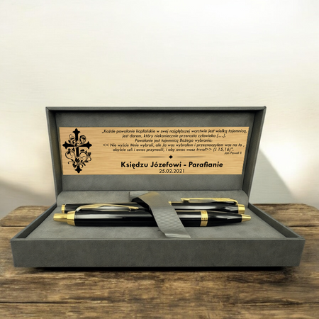 Personalizowany Zestaw Parker IM Black GT – Pióro Wieczne i Długopis Czarny z Grawerem, Prezent na Urodziny i Święta