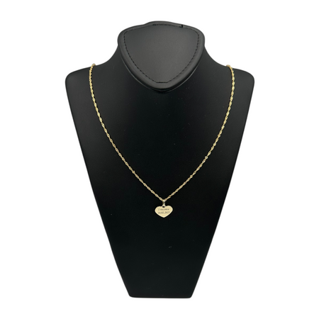 Złoty Naszyjnik Serduszko 585 z Grawerem – Łańcuszek Singapur w Pudełku z Dedykacją