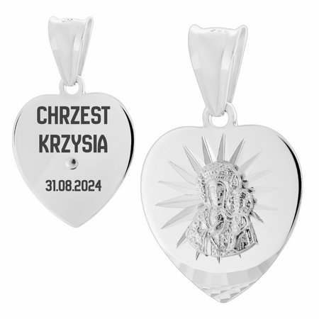 Srebrny Medalik z Grawerem – Matka Boska Częstochowska, Prezent Religijny na Okazje