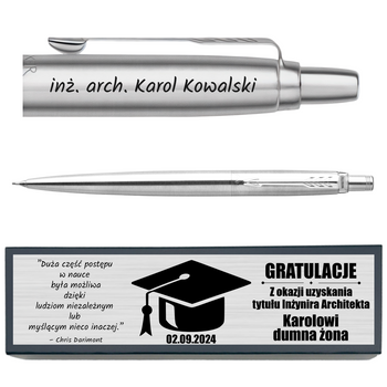 Ołówek Parker Jotter CT z Grawerem w Pudełku z Dedykacją – Prezent na Maturę, Zakończenie Szkoły, Nagrodę Konkursową, dla Absolwentów, Licencjatów, Nauczycieli