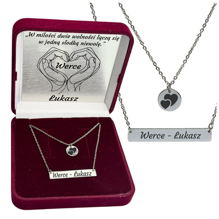 Naszyjnik Podwójny ze Stali Szlachetnej 316L – Personalizowany z Grawerem w Pudełku z Dedykacją