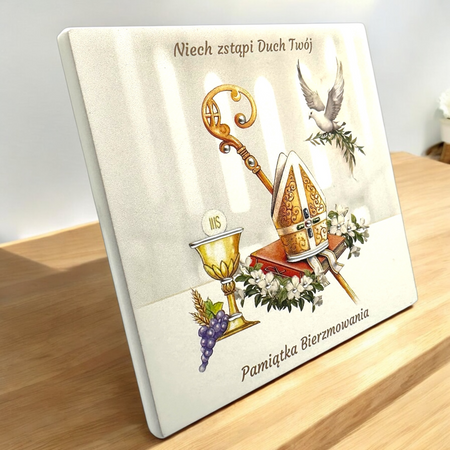 Obrazek Religijny Estego 12x12 – Pamiątka Sakramentu Bierzmowania z Dedykacją