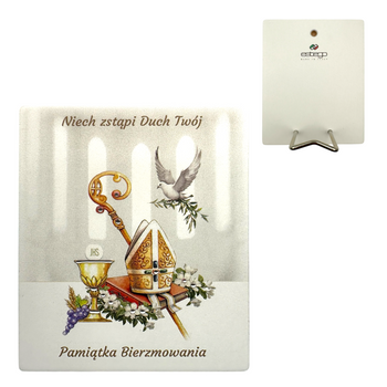 Pamiątka Bierzmowania Obrazek „Niech zstąpi Duch Twój” 9×11 cm – Prezent Religijny od Rodziców, Dziadków