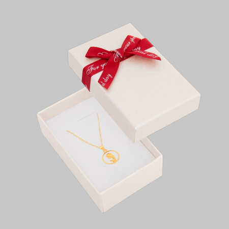 Złoty Medalik z Matką Boską Fatimską w okręgu z Łańcuszkiem Singapur próby 585 – Prezent na Chrzest, Komunię i Bierzmowanie