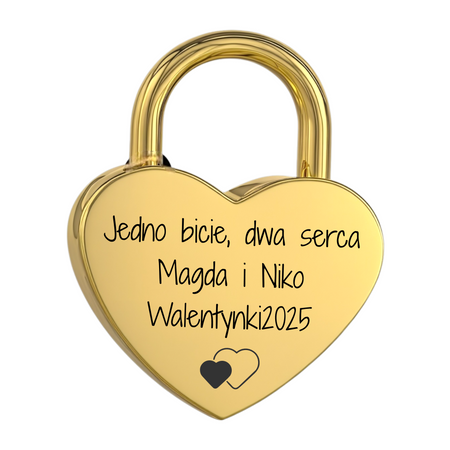 Złota Kłódka Miłości z Grawerem – Personalizowany Prezent na Walentynki, Most Miłości, Rocznicę