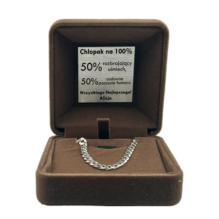 Srebrna Bransoletka 925 21 cm Męska Pancerka z Personalizacją - Personalizowany Prezent dla Chłopaka, Męża, Taty - Personalizowany prezent 