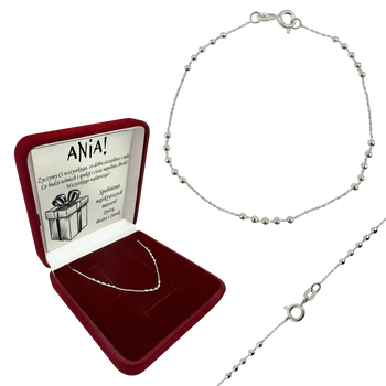 Srebrna Bransoletka 925 Ankier – Z Kulkami w Pudełku z Dedykacją