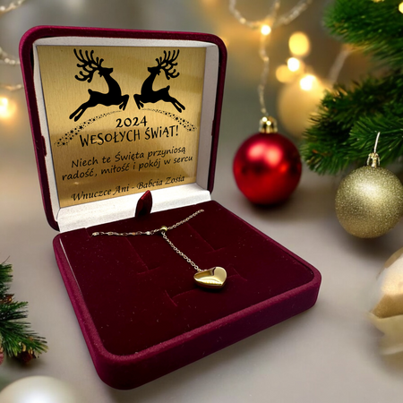 Naszyjnik Serce ze Stali Szlachetnej 316L – Złoty, w Pudełku z Dedykacją