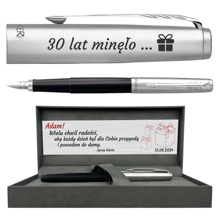 Personalizowane Pióro Wieczne Parker Jotter CT Czarne z Grawerem i Dedykacją na Tabliczce – Idealny Prezent dla Nauczyciela, Promotora i Absolwenta